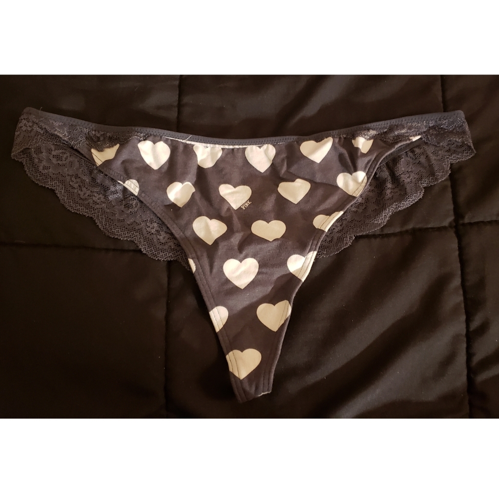 PINK Lace Back Low Rise Thong